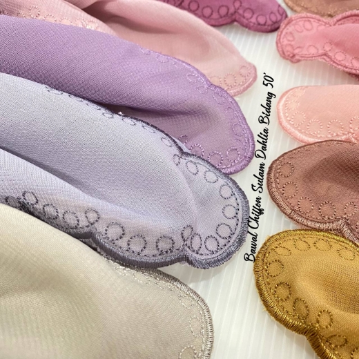 Bawal Chiffon Sulam Dahlia Bidang 50'